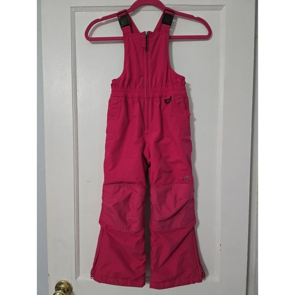 Lands' End Snow Bibs Kids‎ 5 Pink Insulated Nylon Grow A Long Adjustable Straps